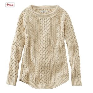 LL Bean Signature cotton cable knit sweater L